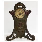 Western Art Nouveau metal clock - 10 1/2"