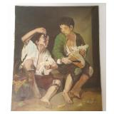 Unframed signed Gentil antique oil painting on