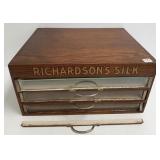 Richardson oak silk spool cabinet (as seen) 8" x