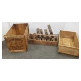 Tool carrier with 6 antique wood planes & 2 large