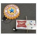 2 lighted beer signs - New Castle 19" diameter &