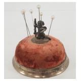 Tiffany & Co sterling pin cushion with pins - 3"
