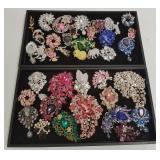 Large group contemporary rhinestone brooches
