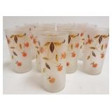 13 Autumn Leaf pattern glass tumblers - 6 3/4"