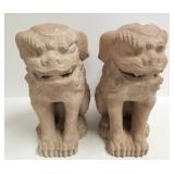 2 composition foo dog figures (minor chips) -