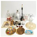 Group incl. advertising glassware, lamp base,