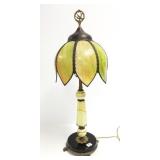 Clawfoot akro agate lamp with shade - 26"