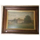 F. Colling signed antique oil painting on board -