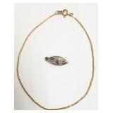 14k gold bracelet - 7 1/2" and 14k white gold