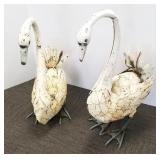 Pair sheet iron garden swans - 31"H
