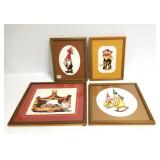 4 framed signed original troll paintings -