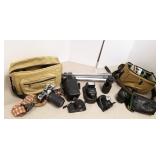 2 Nikon cameras with extra lenses & accessories