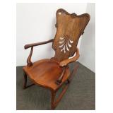 Carved & inlaid antique rocking chair