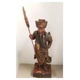 Carved wood Oriental warrior (as seen) - 24"