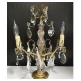 Brass & glass lamp with prisms - 15"H
