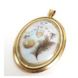 Antique memoriam locket pendant - beveled glass -