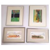 4 framed original, etc. artworks incl. Alice