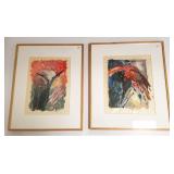 2 framed signed Toni Dove oil paintings on paper