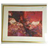 Framed signed Kirk Pedersen 1987 abstract mixed