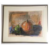 Framed signed Steve Hawley 1985 mixed media