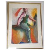 Framed signed Rita Lambros acrylic & pastel