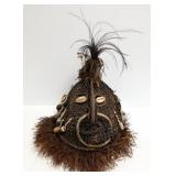 Woven mask with seed & shell decor - 13" H