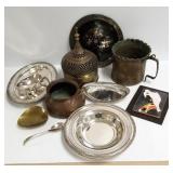 Group copper & brass, etc. items incl. brass cage