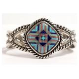 Carolyn Pollack signed sterling inlay bracelet
