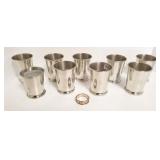 9 pewter Walter Mondale pewter 4 1/4" tumblers &