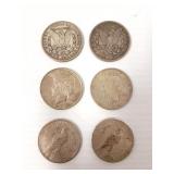6 U.S. silver dollars- assorted dates