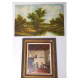 Framed oil painting signed De Loning & signed