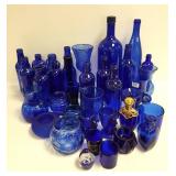 Assorted vintage blue cobalt, etc. glassware