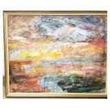 Framed signed A.M.B. Dec 80 oil on board - 28" x