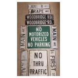 10 metal embossed street signs - Grape Ave, etc.