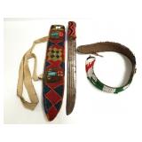 Beaded handled knife in beaded scabbard - 26"