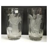 2 Verlys 1940 relief figural decorated vases - 8"