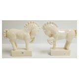 2 pottery horses made in Luxembourg - 10"H