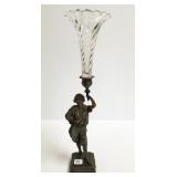 Metal & glass figural vase - 17 1/2"H