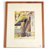 E.M. Bethke signed 1930 watercolor of