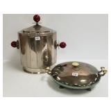 2 Art Deco serving pieces with glass inserts -