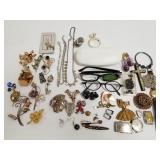 Group jewelry incl. sterling, rhinestones,
