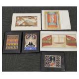 3 framed and 3 unframed original artworks, etc. -