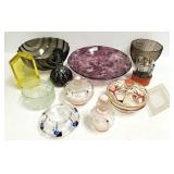 Group assorted art glass, cut, enameled, etc. -