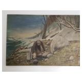 Unframed antique oil painting on canvas-