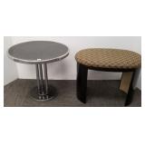 Small chrome table - 20" diam x 18"H (as seen)