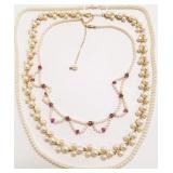 3 pearl necklaces - 2 with 14k clasps and one