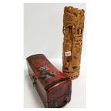 Carved Asian figural group 12" & deocrated chines