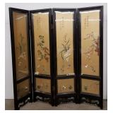 Oriental 4-panel decorated floor screen with