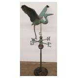 Copper crane weathervane on stand 54" tall *