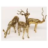 3 large brass deer figures- largest 22" *